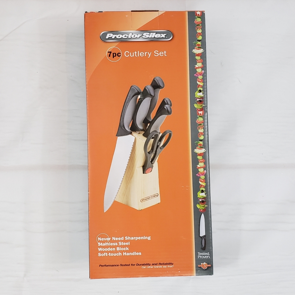 Proctor Silex 7-Piece Cutlery Set Knife Block NIB